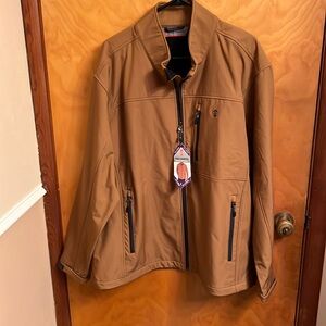 NEW Free Country Men's Super Softshell Fleece Lined Brown Jacket Size XXL
